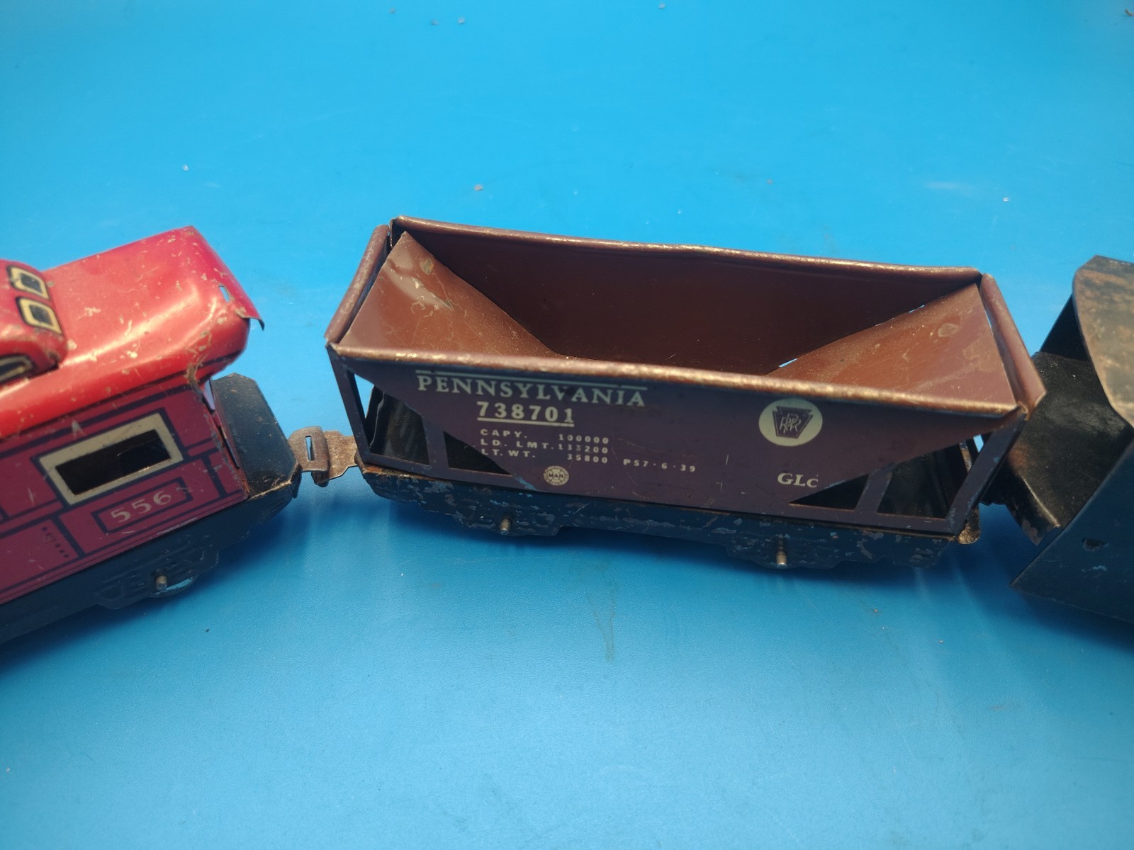 Vintage Marx Wind up locomotive O Gauge New York Central USA + 2 Cars