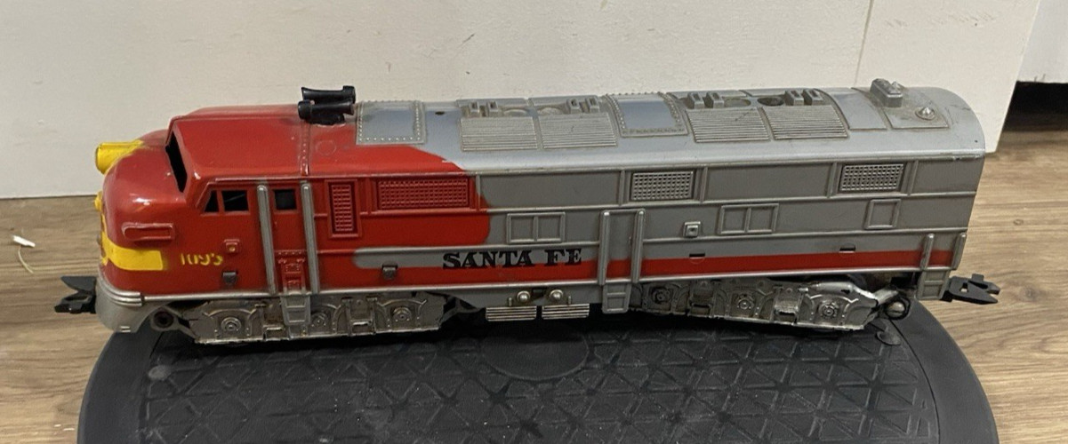 Santa FE O Gauge Diesel Locomotive 1095 Red/Silver Engine Added Weight Stick