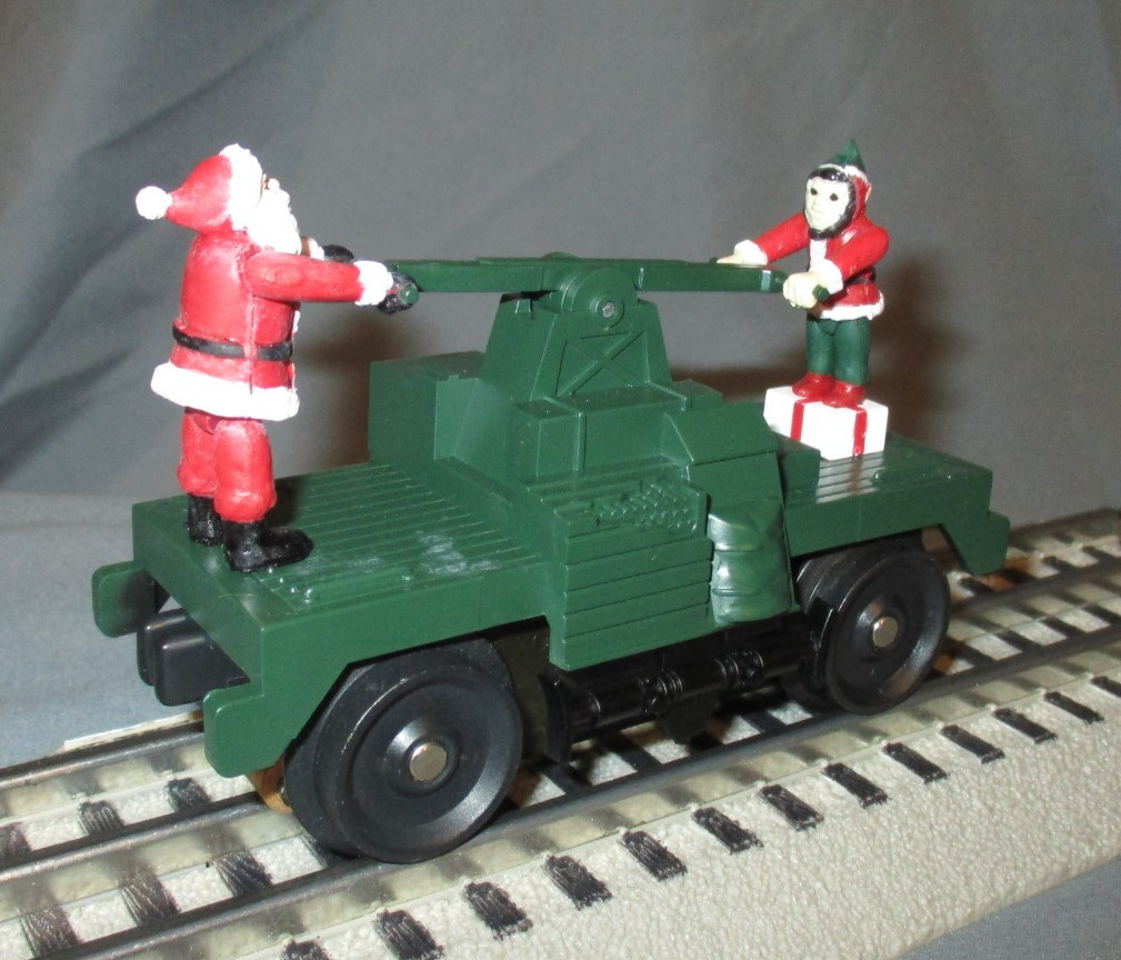 MTH 30-2511 Christmas Santa & Elf Green Bump-N-Go Hand Car O/027 ga. wks/ Lionel