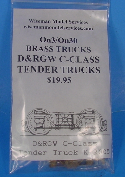 On3/On30 D&RGW C-CLASS 2-8-0 TENDER TRUCKS WMS BACK SHOP BRASS PARTS K-2005