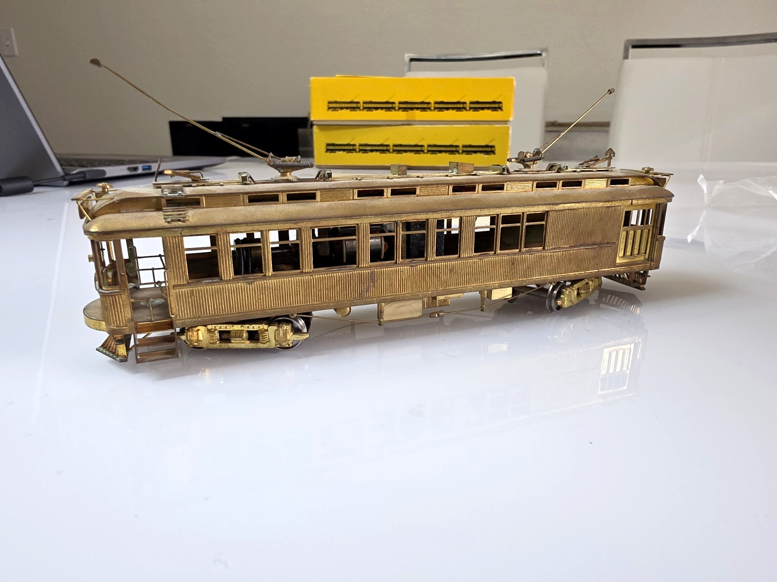 E.Suydam & Co. HO Brass Wood Interurban Coach Combine Powered. Made in JAPAN