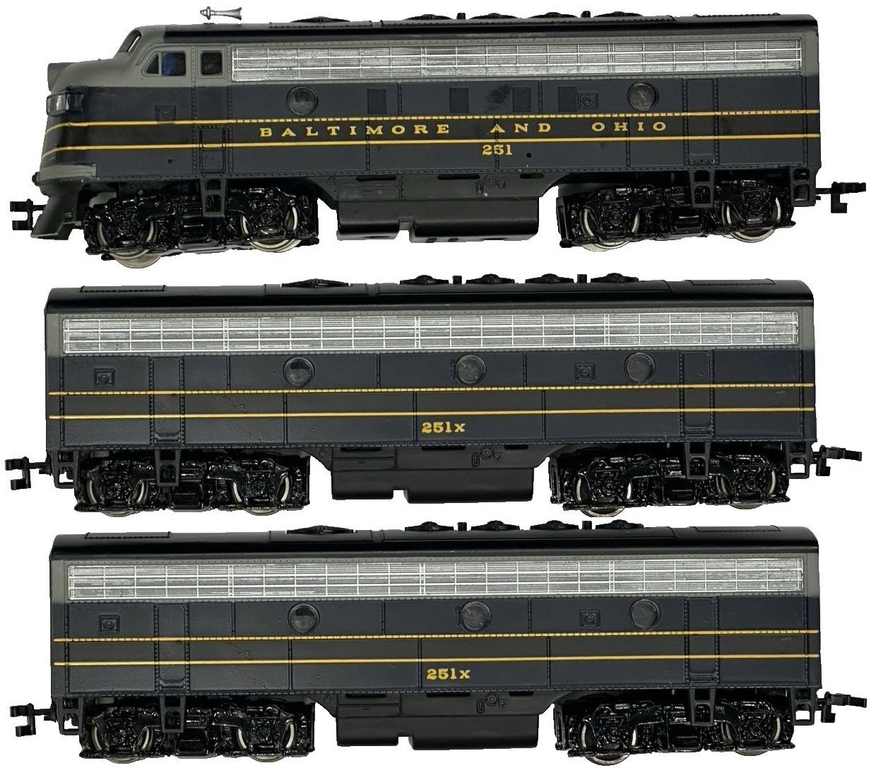 HO EMD F7A/B/B Set (All Pwd) B&O Baltimore & Ohio DC NIB NOS # 31212/4/4