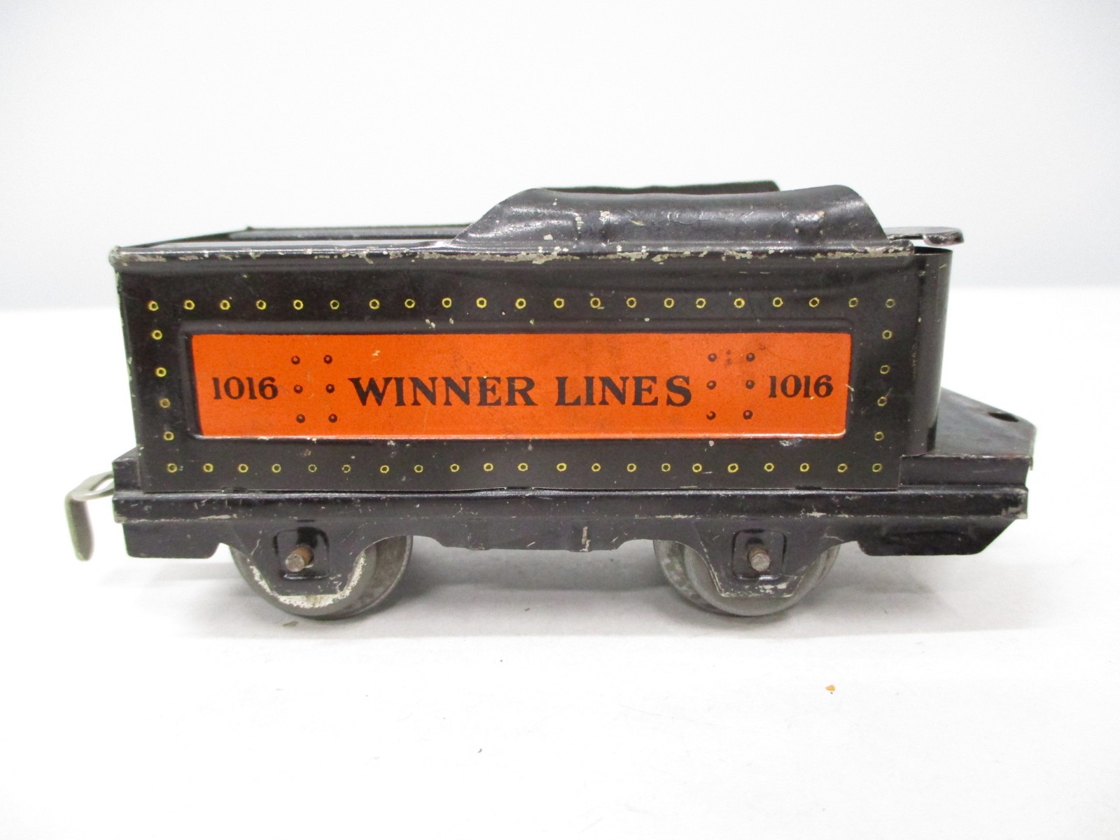 Lionel 1016 Winner Lines Tender Black Orange Litho 4W Prewar O gauge X7937