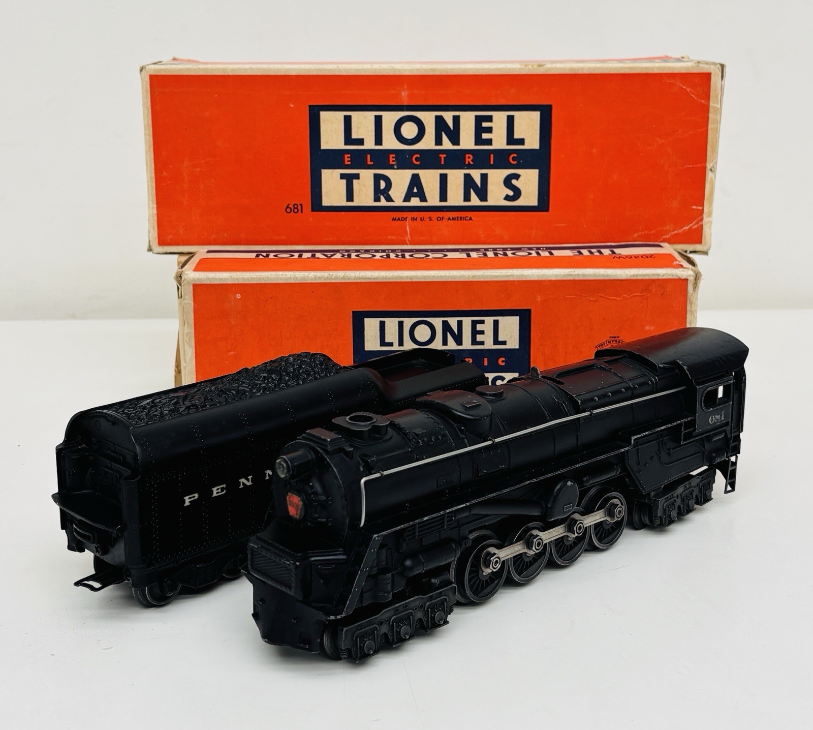 Lionel Postwar 6-8-6 Steam Turbine 681 w/ PRR Whistle Tender 2046W-50 Orig Boxes
