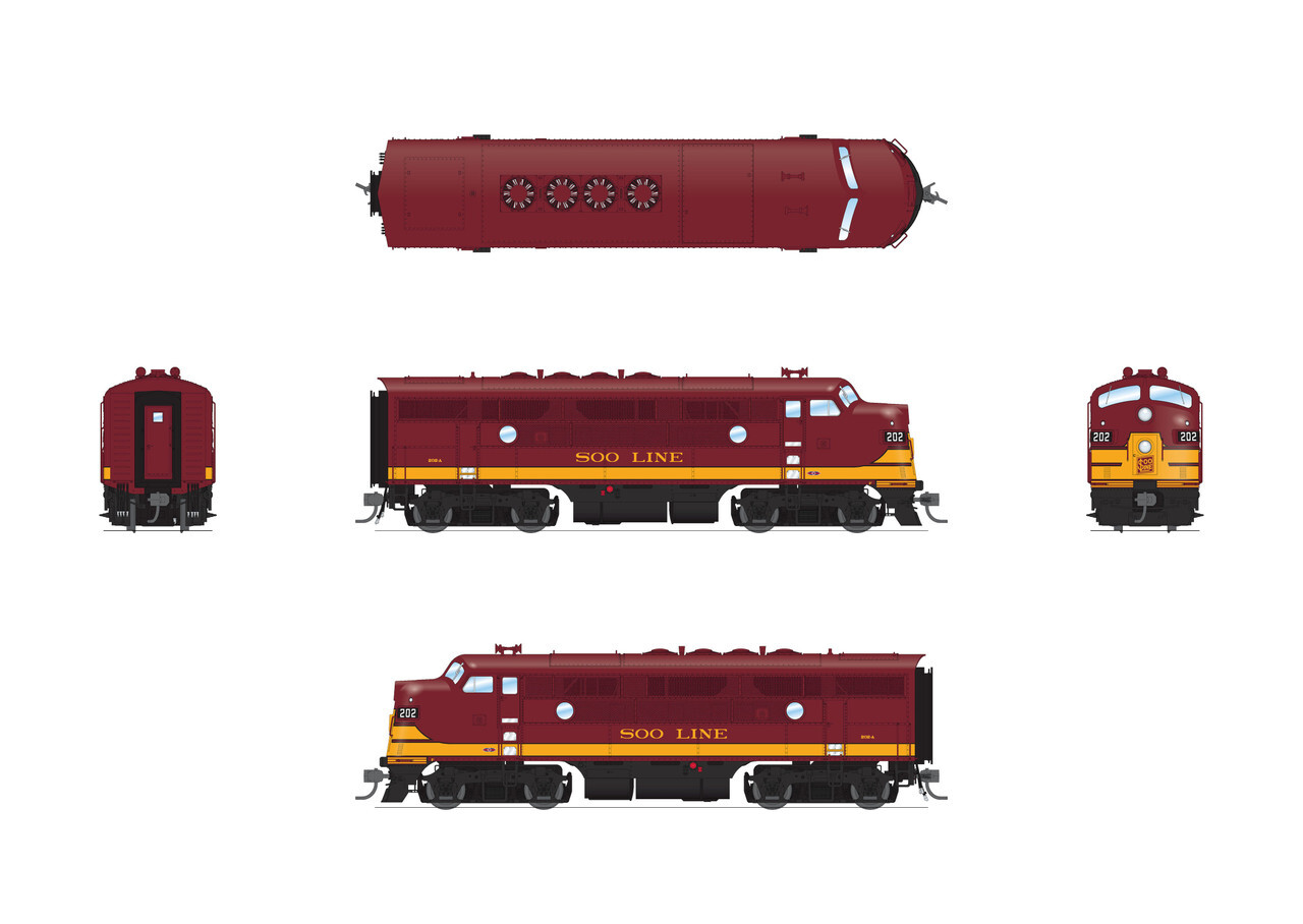 Broadway Limited 8340 HO Scale SOO Line EMD F3A Maroon & Imitation Gold #202A