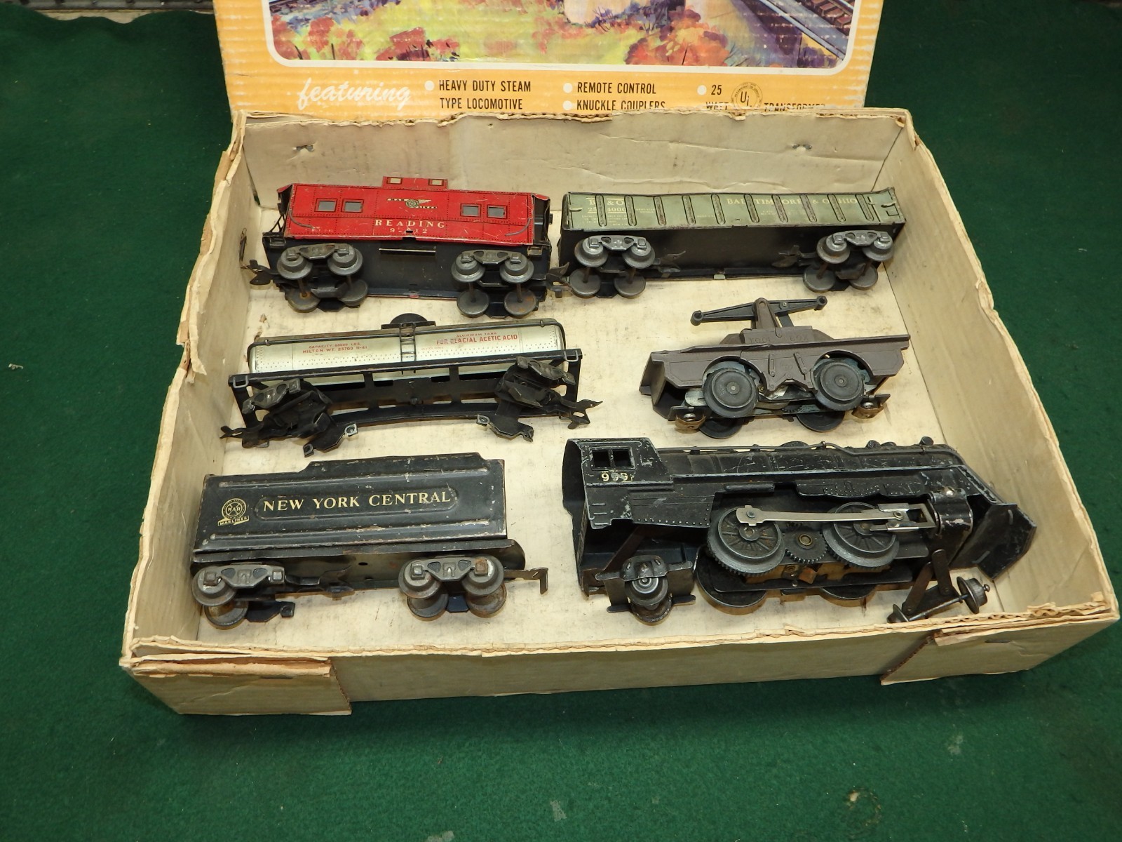 Marx # 999 Locomotive Train Set With Tender And 4 Cars Tested See Description