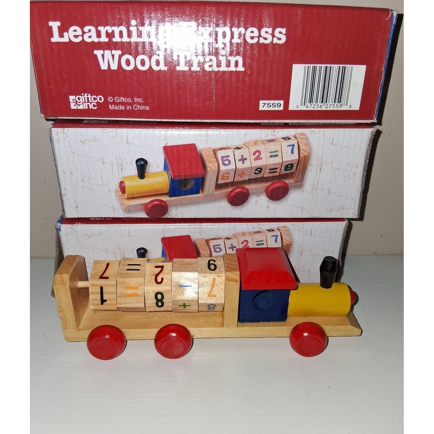 Vintage Lot of 3 Learning Express Wooden Math Train Toy Giftco Wood trains