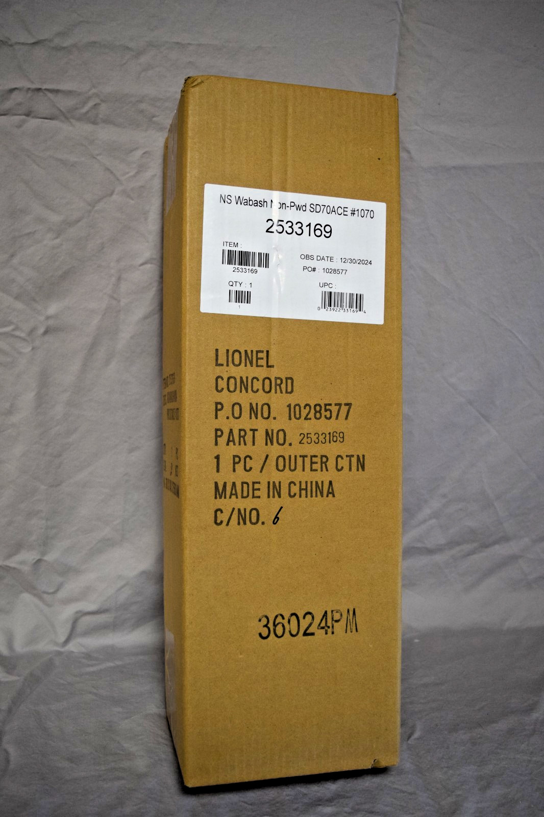 Lionel NS Wabash Non-Powered SD70ACE #1070 2533169