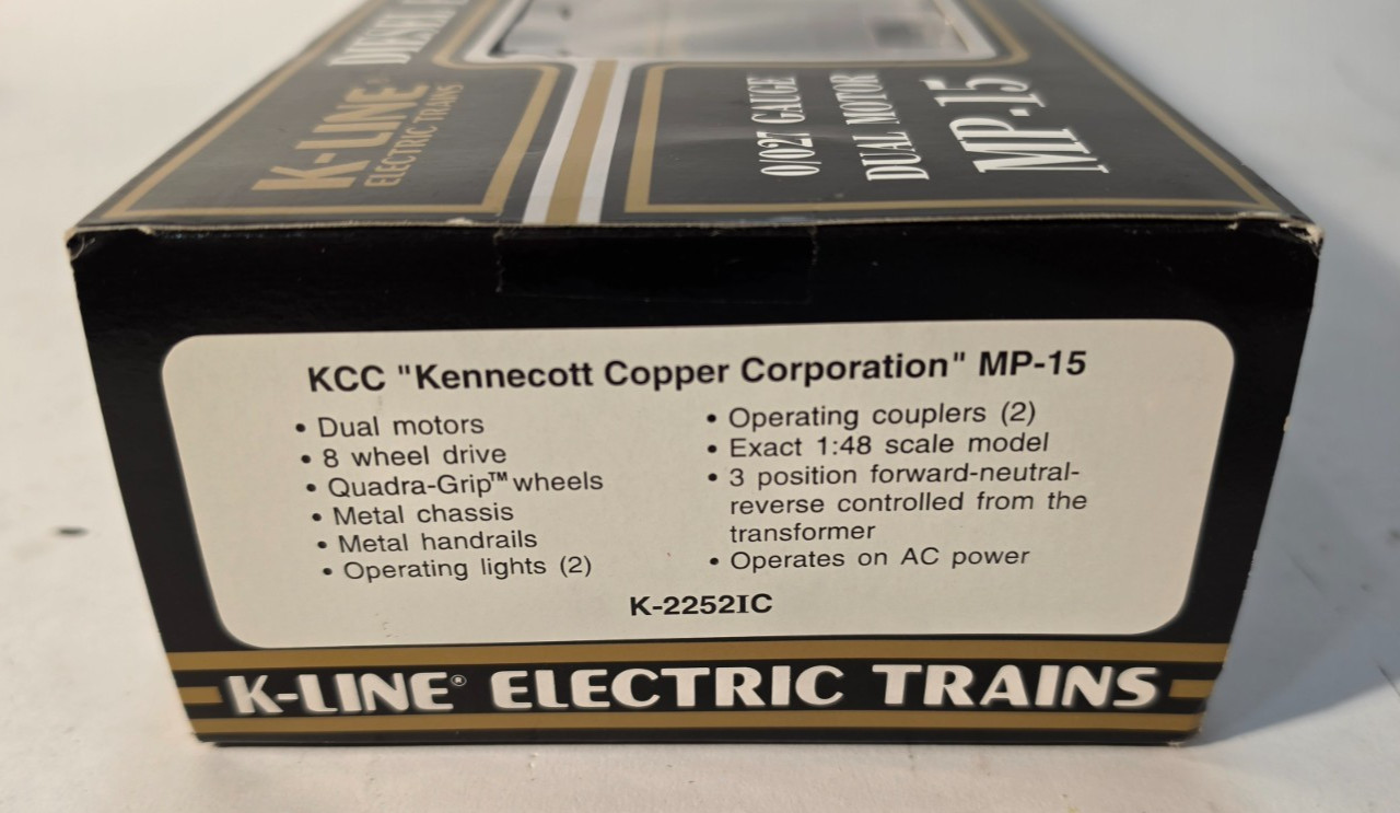 Brand New K-Line KCC Kennecott Copper MP-15 Diesel Engine K-22521C O/O27 Gauge