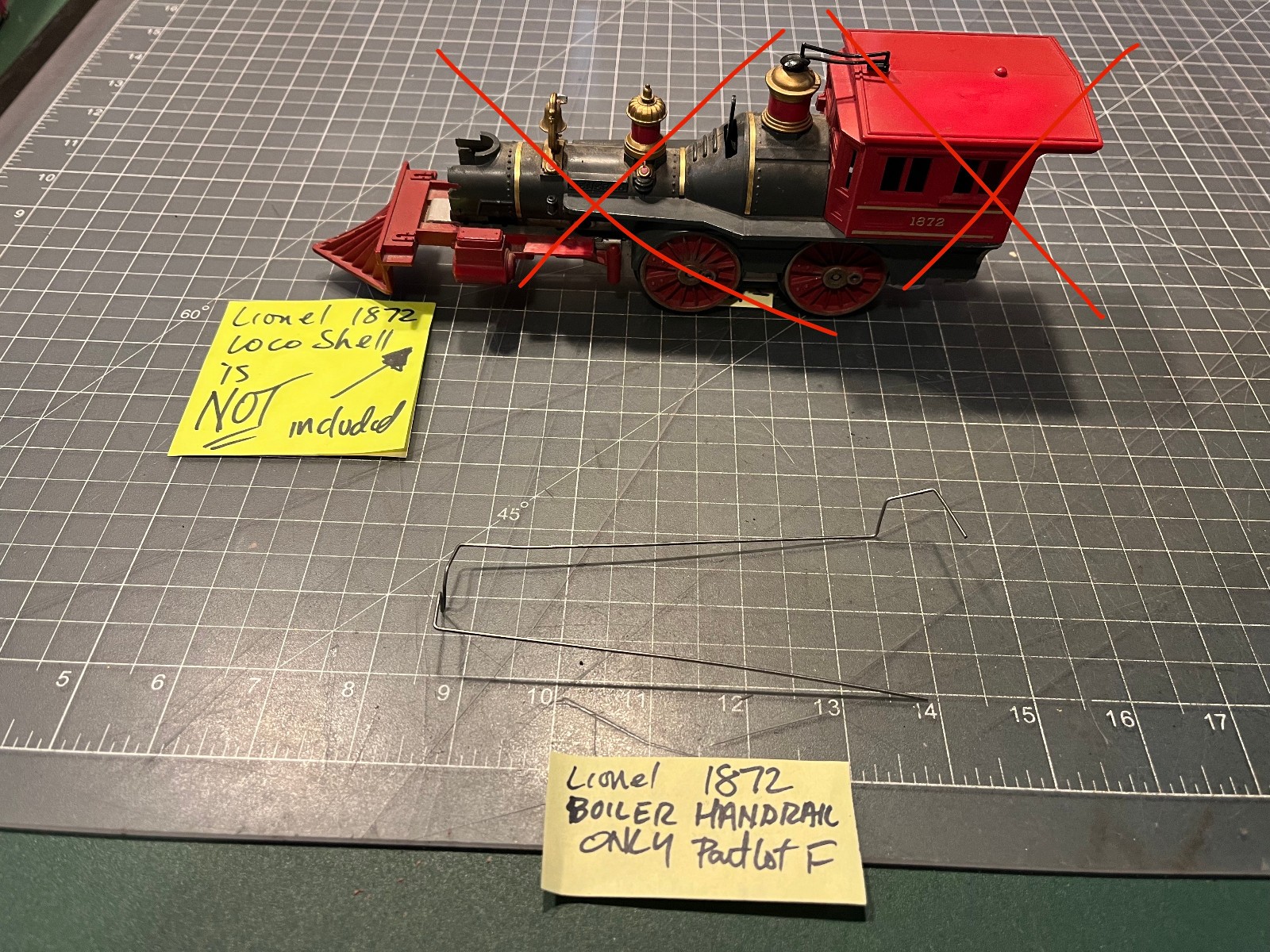 Lionel O Train The General 1872 Locomotive BOILER METAL WIRE HANDRAIL PART LOT F