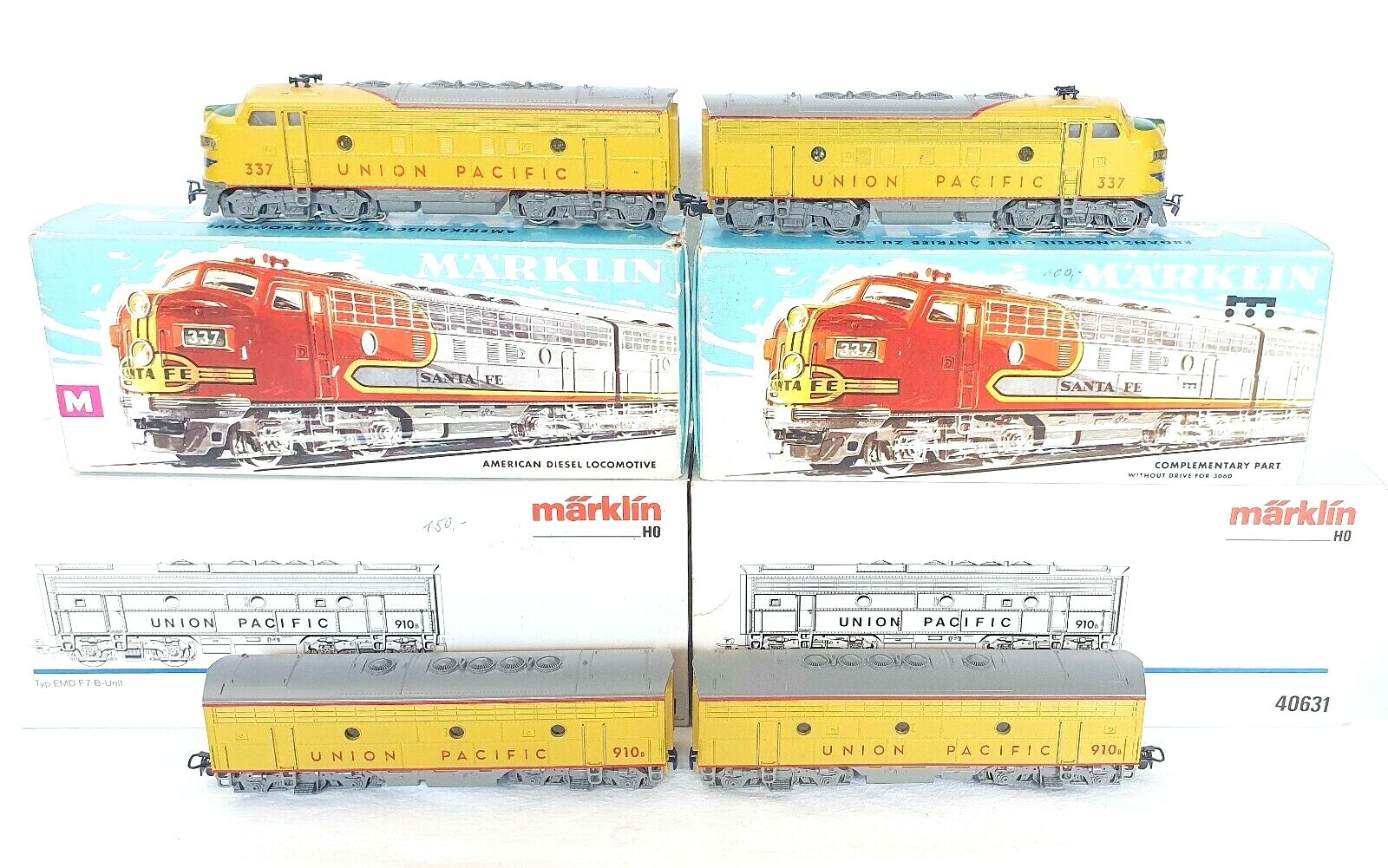 Marklin AC HO USA UNION PACIFIC EMD F7 DIESEL 4-UNIT LOCOMOTIVE 3061 + 4061 MIB!