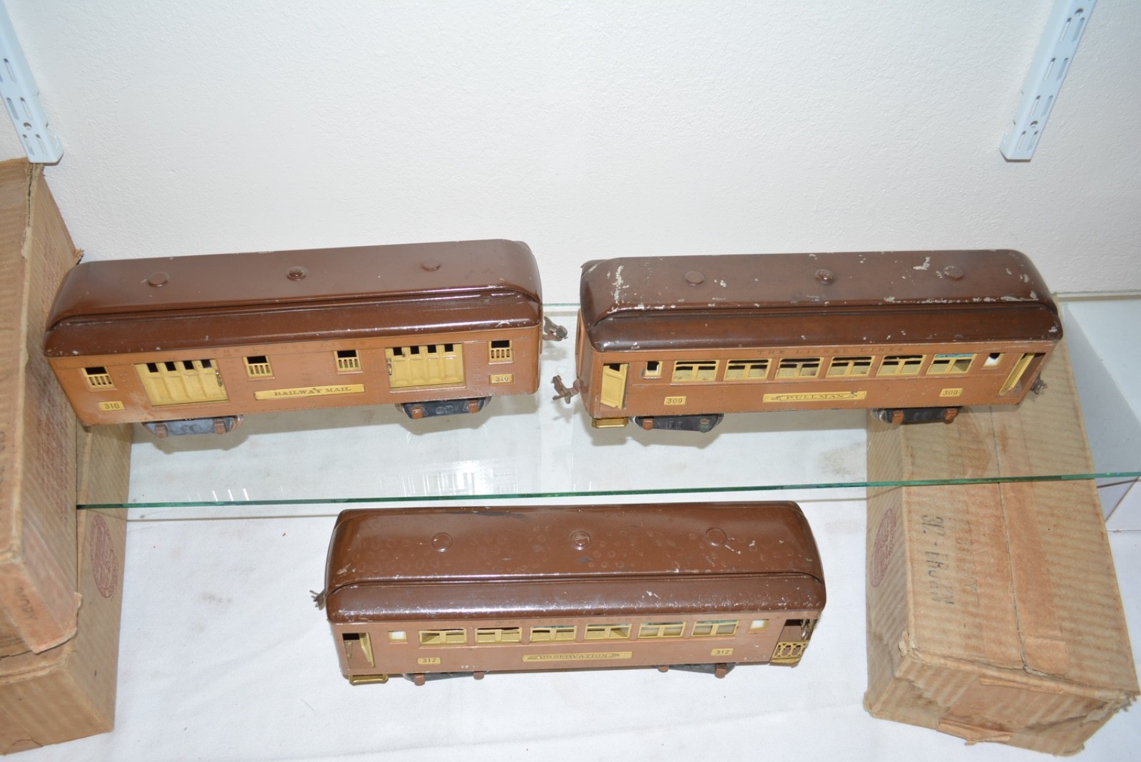 Lionel Prewar Standard Gauge, 309, 310, 312 Baby State Set Cars, Boxes, BCH
