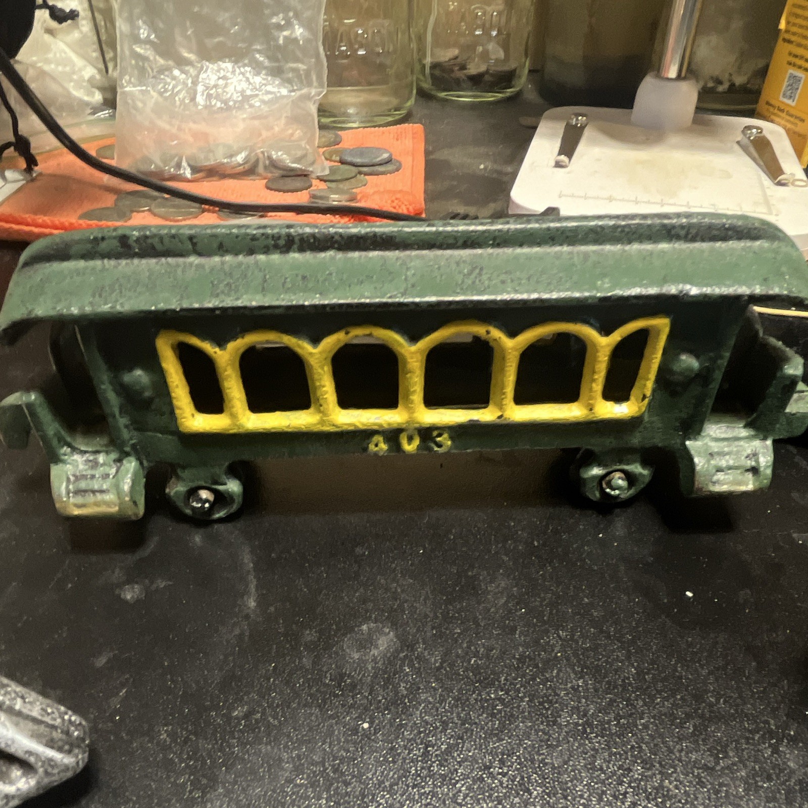 Cast Iron 0-4-0 Steam Locomotive w/ Cars 403/404/40