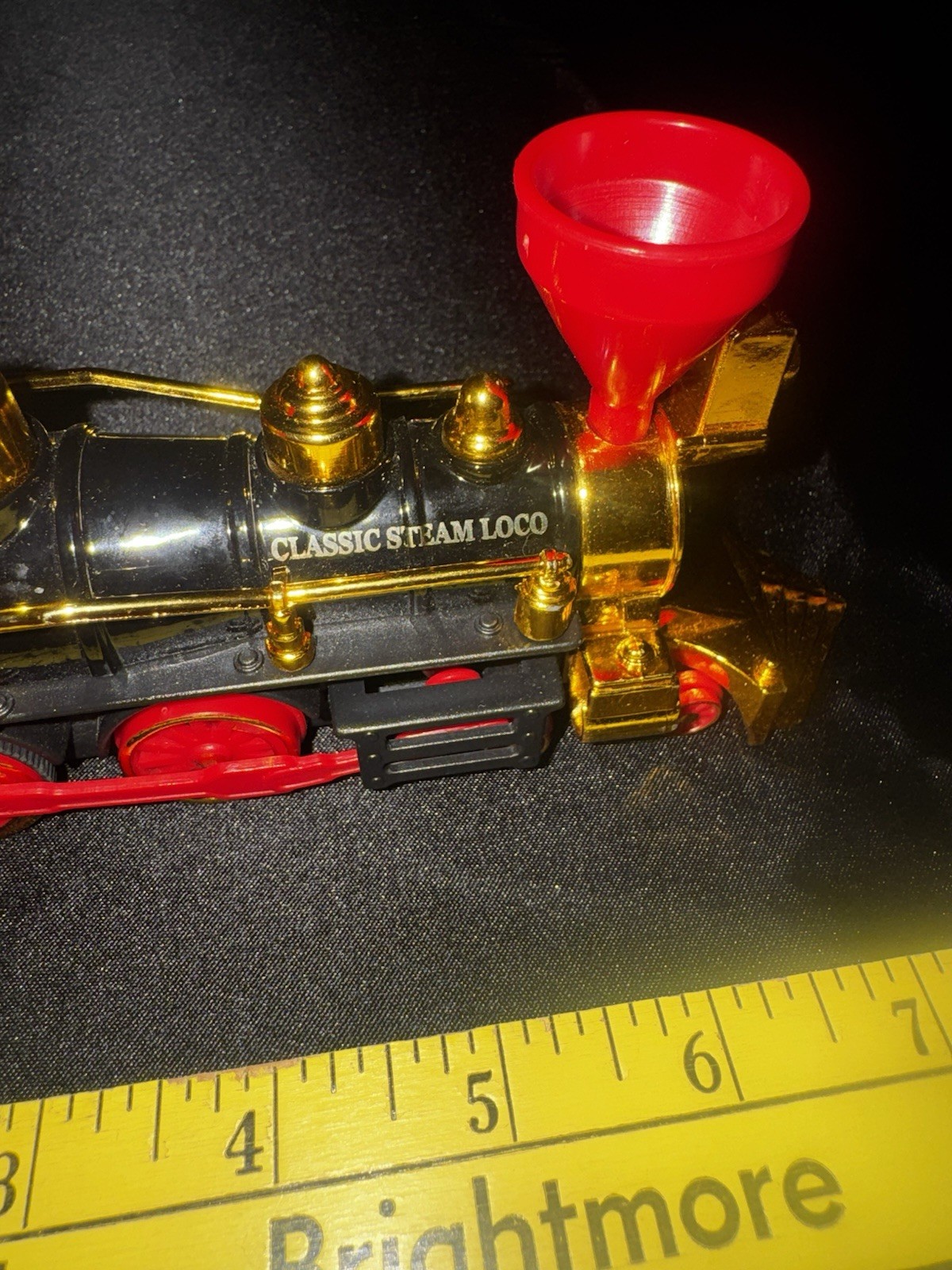 Classic Steam Loco Toy Train Red Black Gold Locomotive Diecast Style 6”