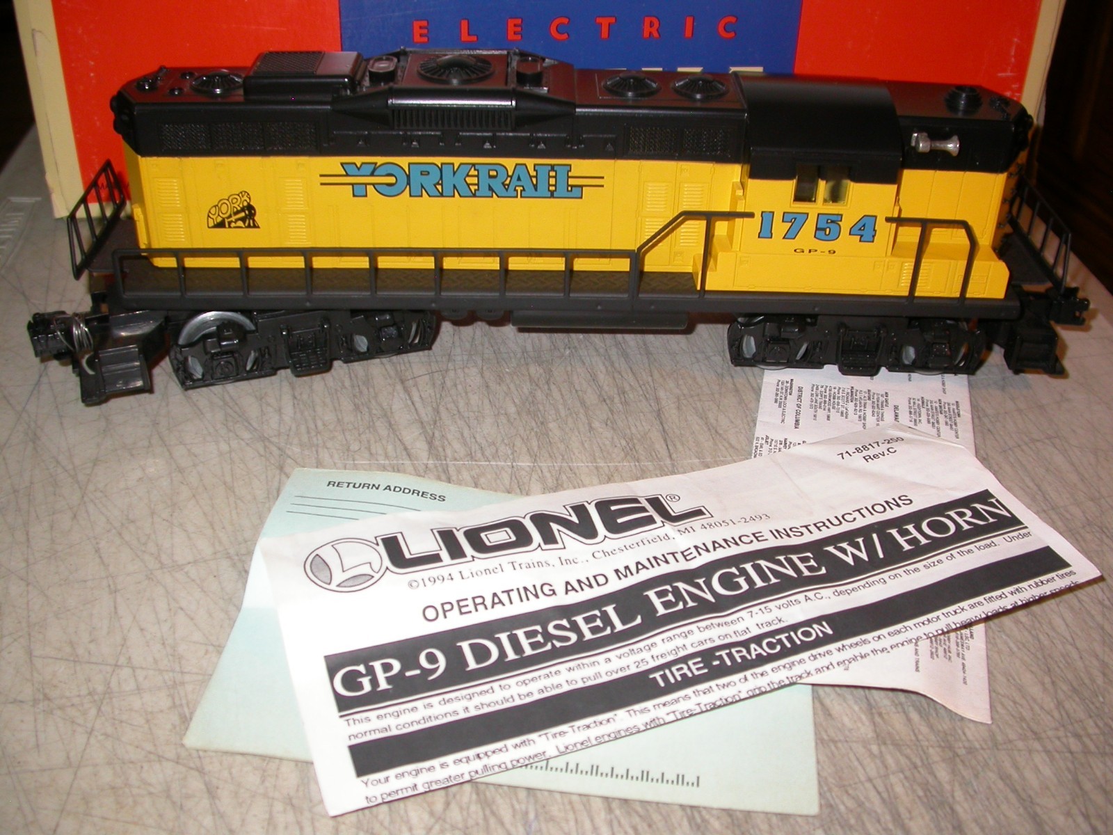 Lionel O 027 6-52037 TCA Yorkrail 1754 GP-9 Diesel Locomotive Exc. Runs w/ B