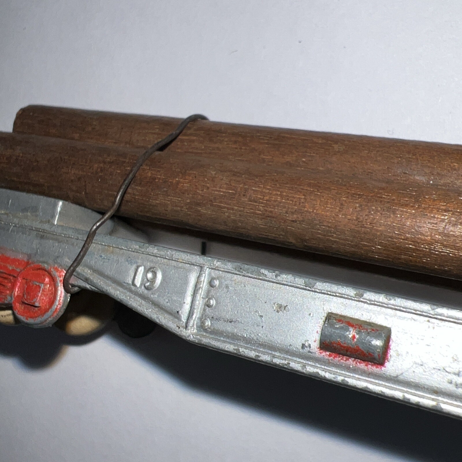 vintage 1939 Silver LOG Railroad Train Freight CAR 3 Logs TOOTSIETOY #1