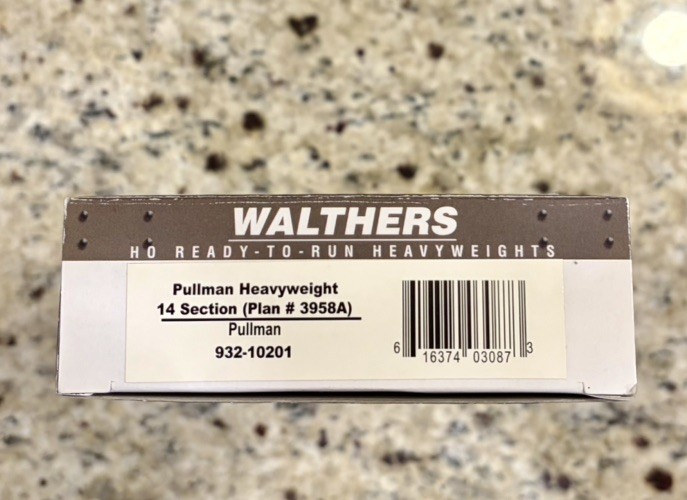 Walthers Pullman Heavyweight 14 Section Plan #3958A HO NIB.
