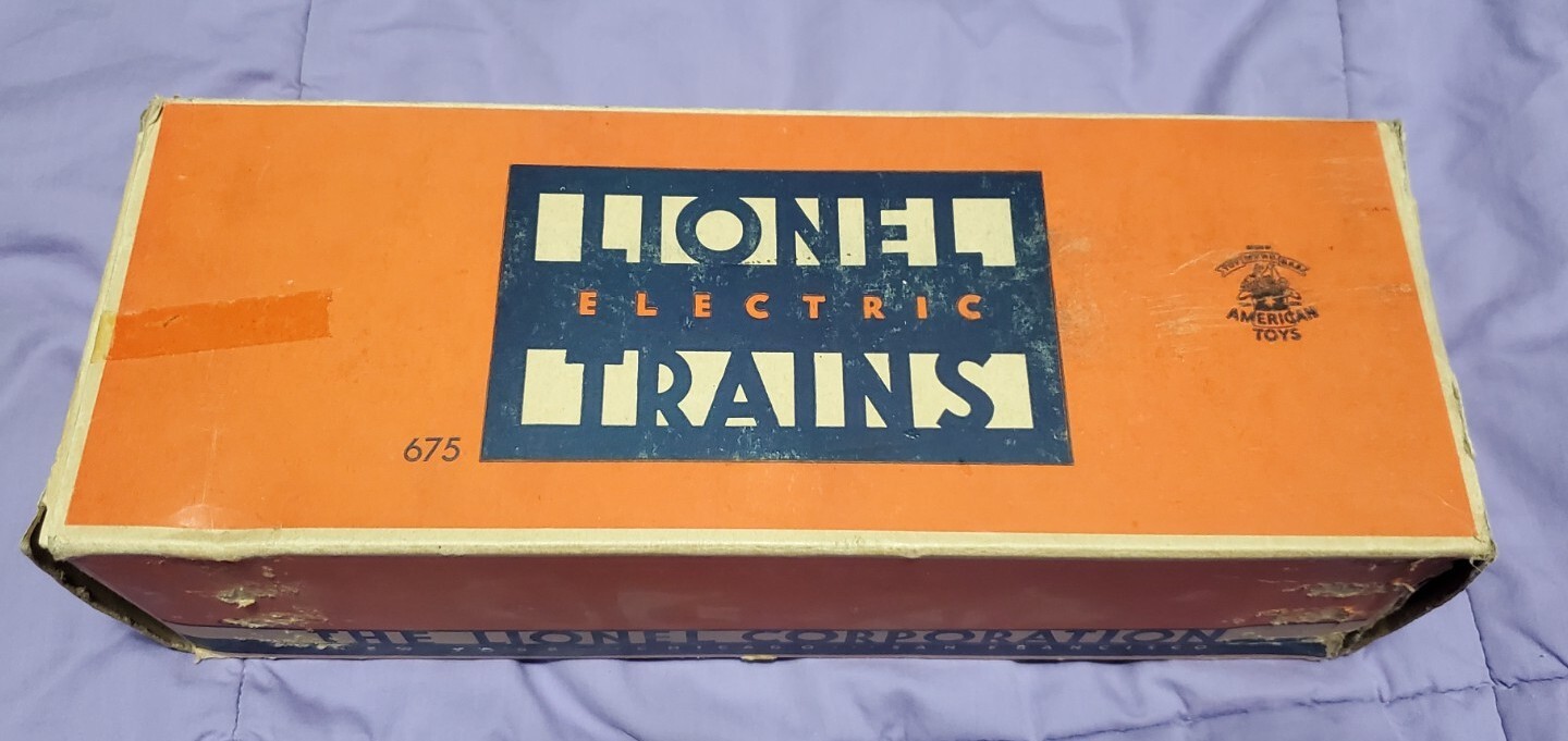 1947 – 48 Lionel 675 STEAM LOCOMOTIVE Box Only Three Cities