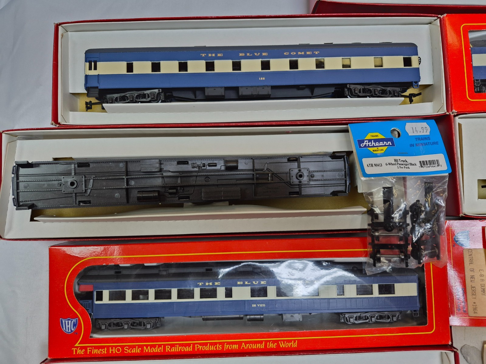 RIVAROSSI & IHC HO JERSEY CENTRAL BLUE COMET 9 PC SET E8 A-A & 7 CARS “SCARCE”