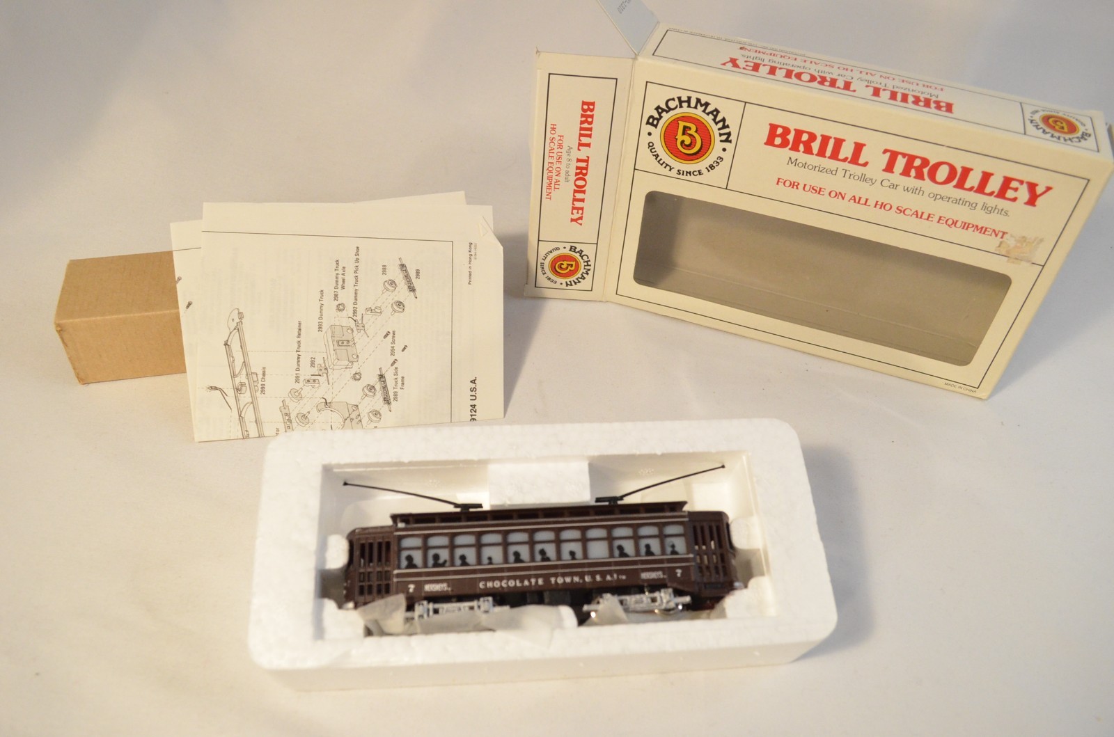 HO Brill Trolley, Hershey Chocolate Town, Runs with Lights, Bachmann, Excellent