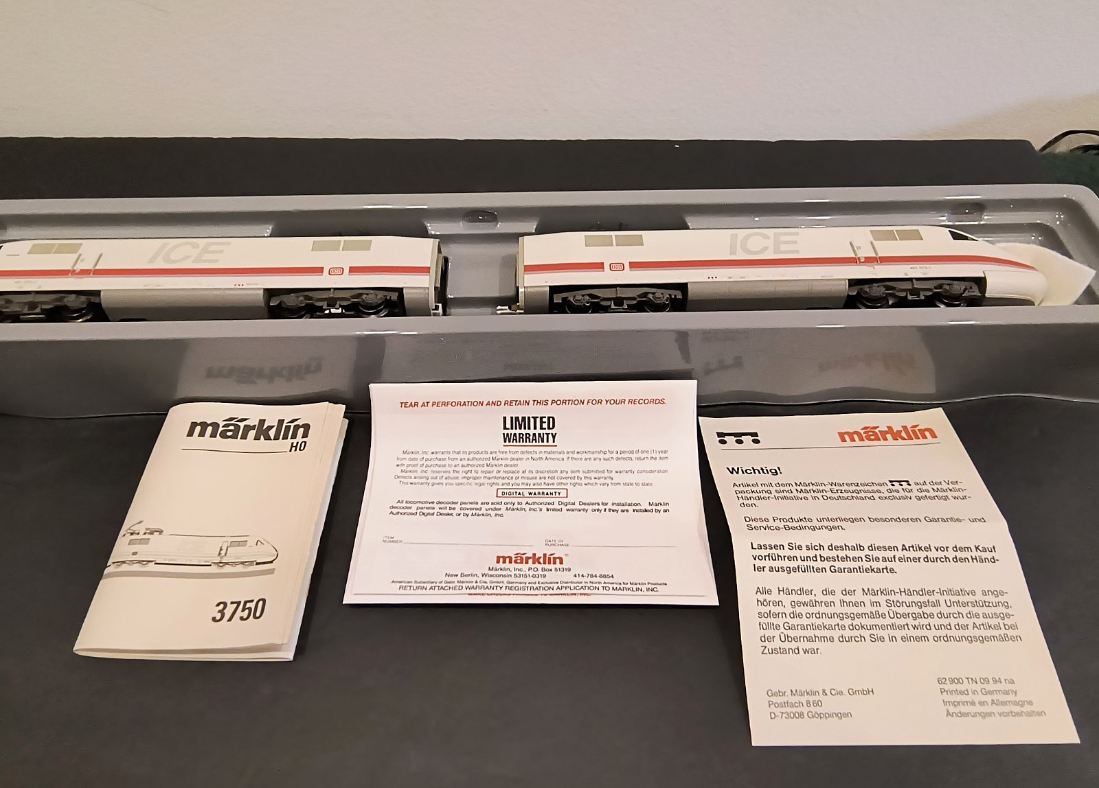 MARKLIN HO 3750 ICE IC DRIVE POWERED SET GFR CL 401DB “ELISABETH” NEW IN BOX EXC