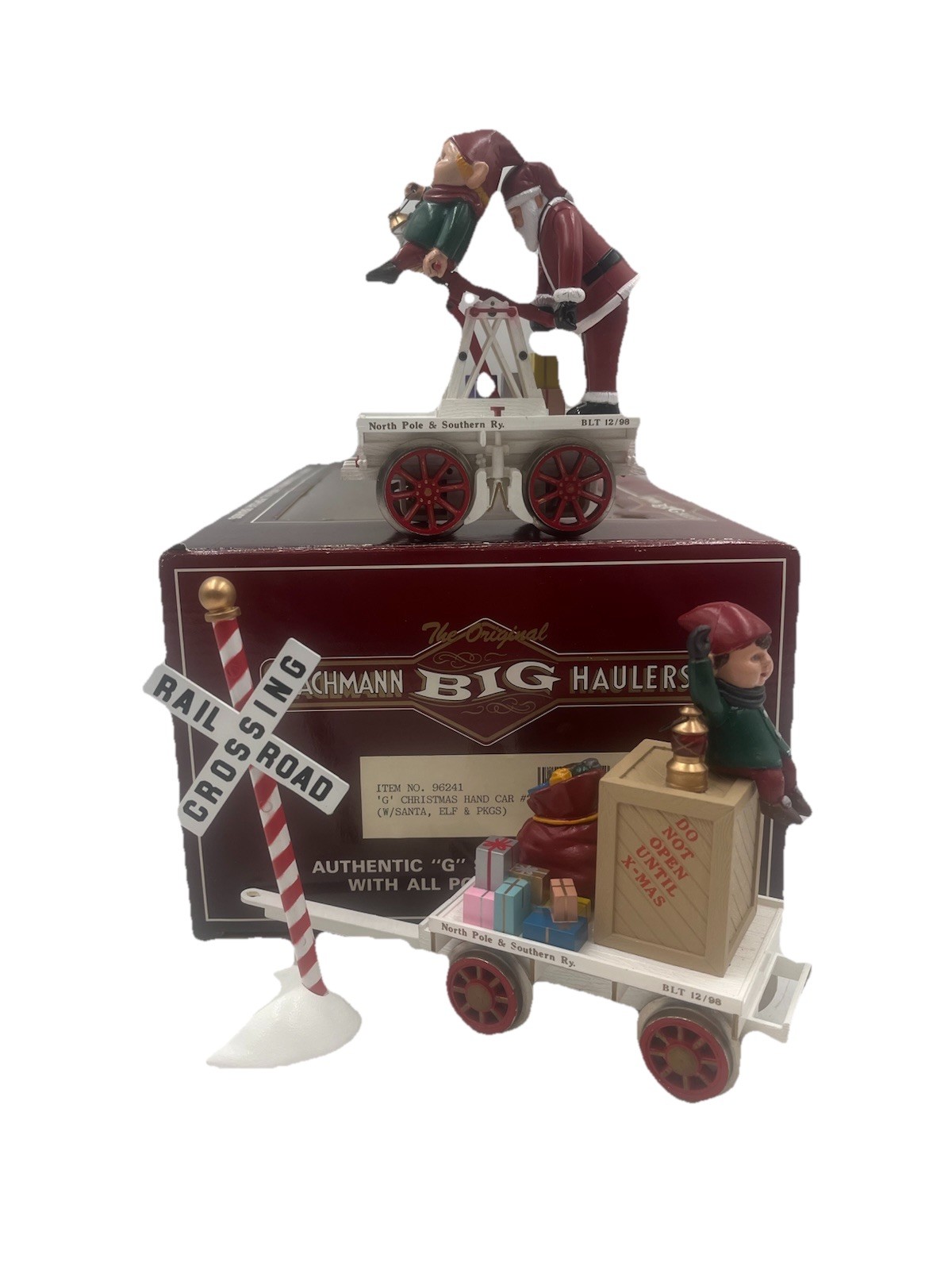 Bachmann 96241 #2 Christmas Handcar w/Santa & Elf – Metal Wheels EX/Box