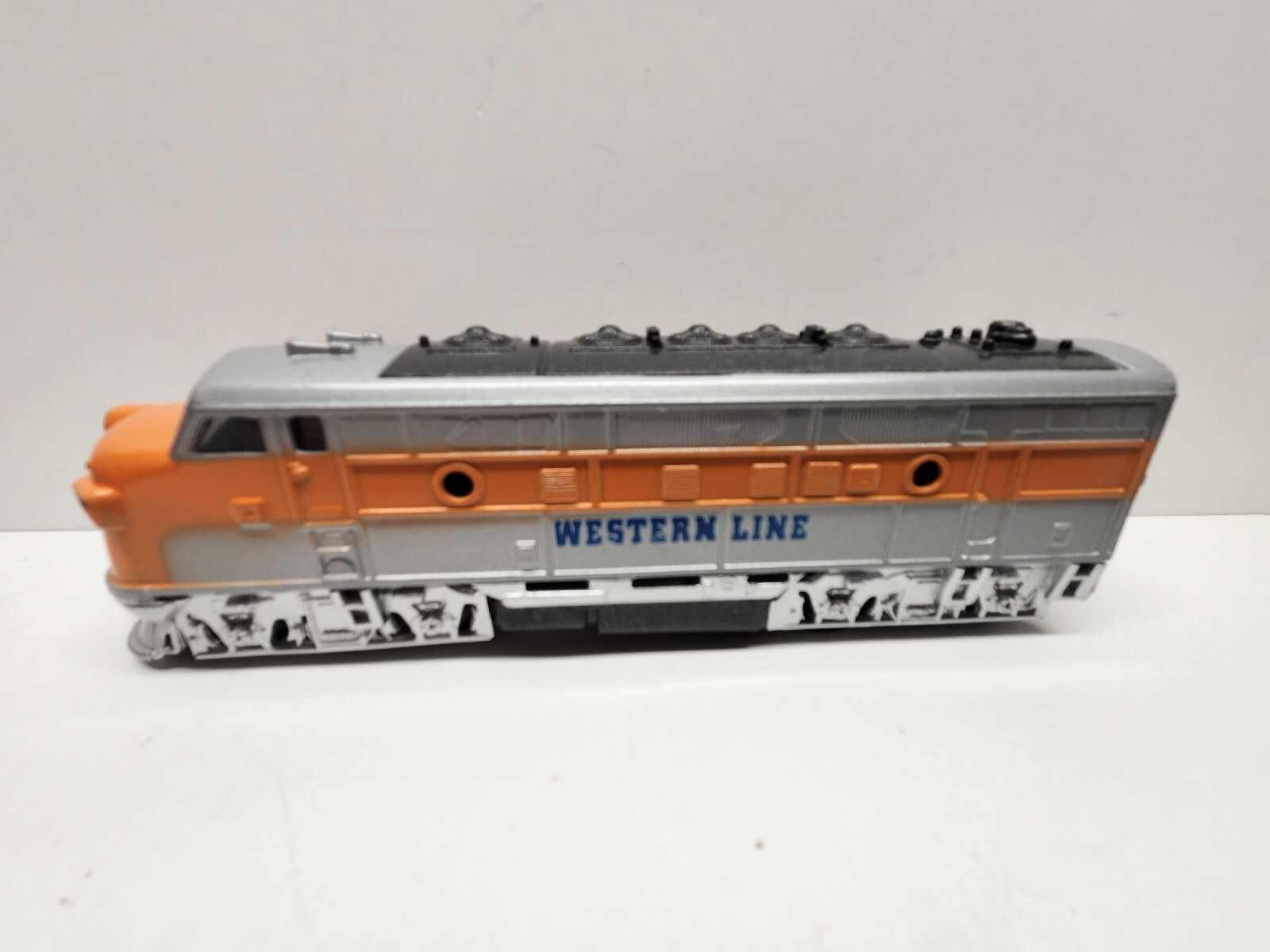 Schylling Western Line Train Locomotive Pull Back Action Silver & Orange 6.5″