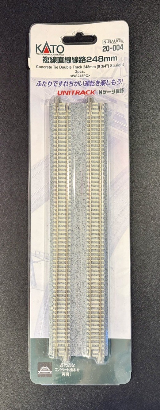 N Scale KATO 20-004 UNITRACK 248mm (9 3/4″) Double Track Straight NIB.