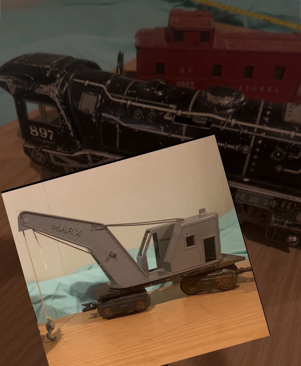 Pre 1942 Rare Marx Electric Locomotive Train Engine #897 and MarxCrane 2Car Lot