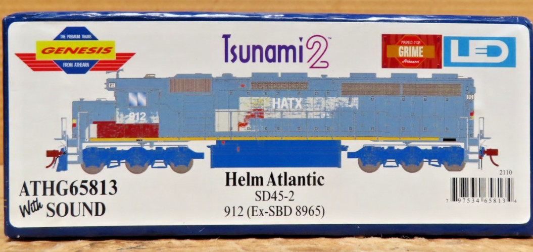 Athearn Genesis G65813 HO HELM ATLANTIC RR EMD SD45-2 912 DCC Tsunami2 Sound