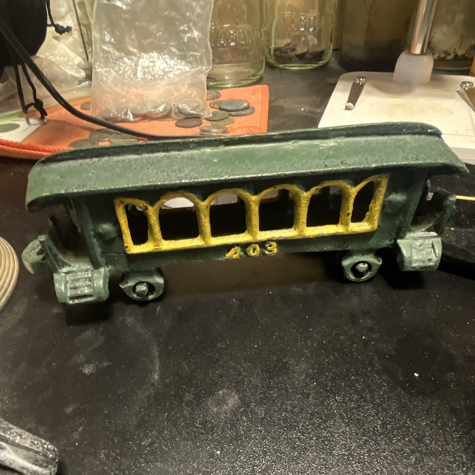 Cast Iron 0-4-0 Steam Locomotive w/ Cars 403/404/40
