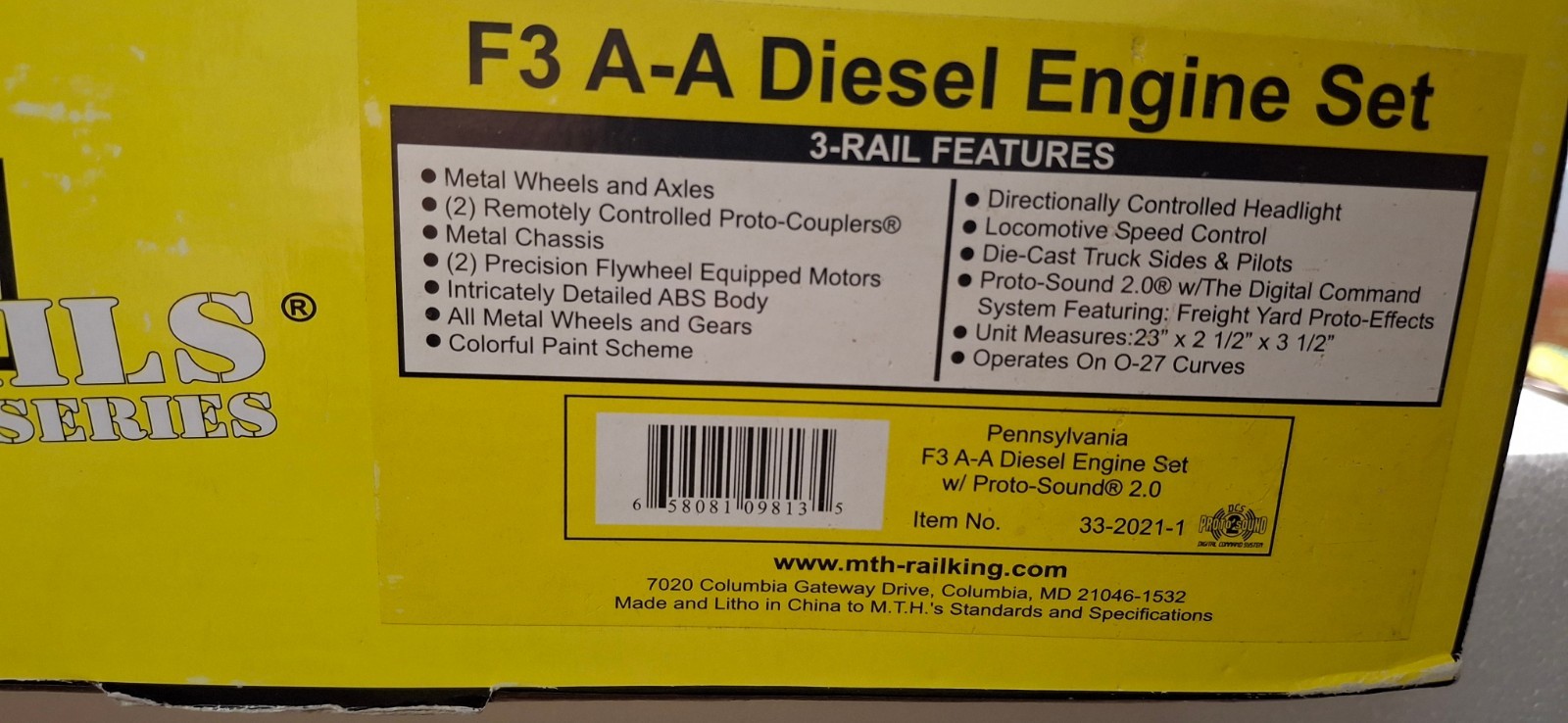 MTH RAIL KING PENNSYLVANIA F-3 AA DIESEL SET 3V PROTO SOUND 2 #30-2021-1