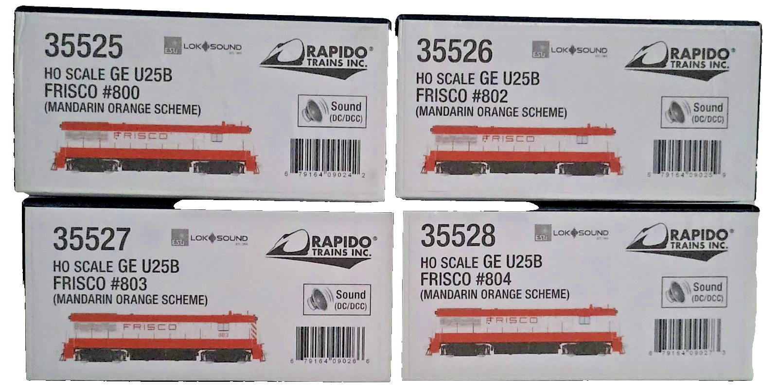 Rapido 35525 HO GE U25B High Hood DCC & ESU LokSound 5 Frisco #800 NEW