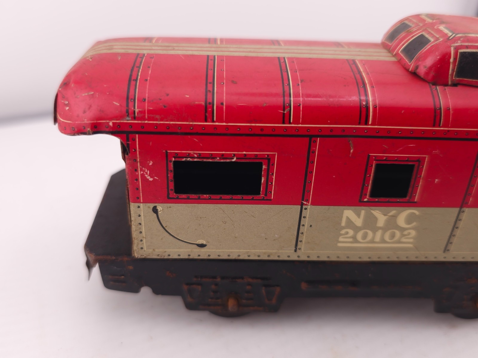 READ Vintage Marx O Scale New York Central Caboose Train Car 20102 Litho Tin Toy