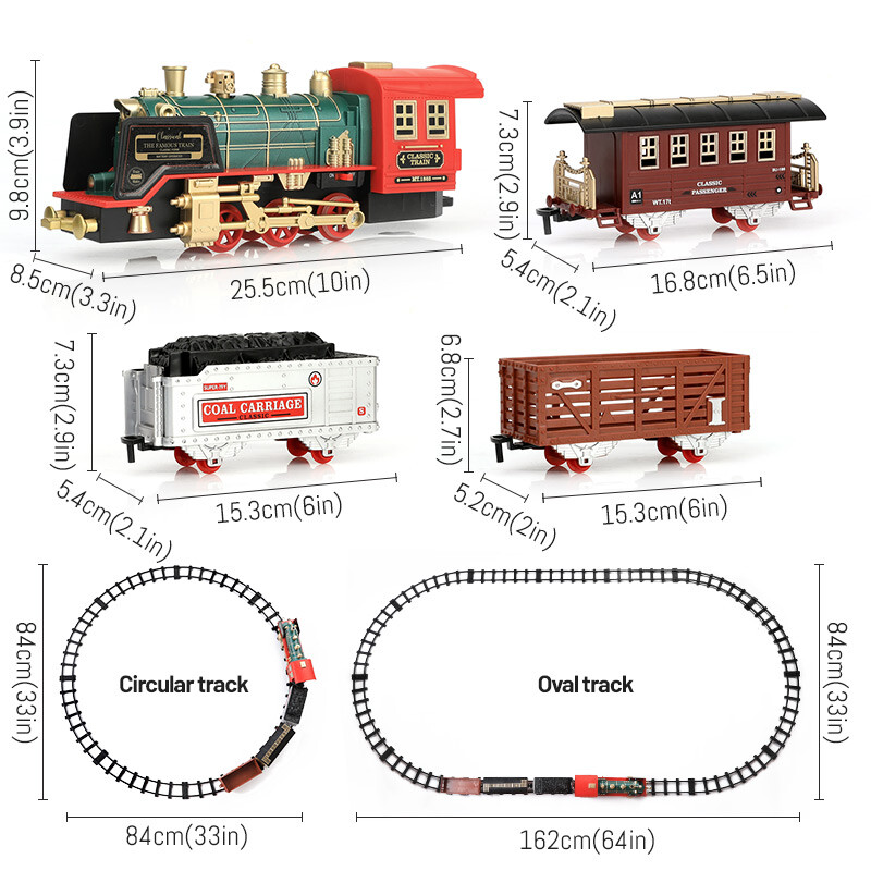 RC Train Toy Remote Control Train w/Smoke Real Sound Light Birthday Gift For Kid