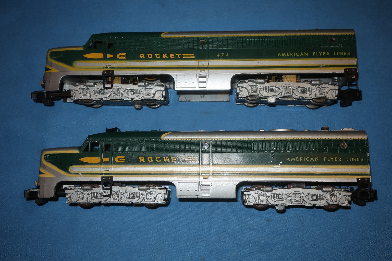 American Flyer #474/475 Rocket PA Alco Diesel Locomotives. Runs well