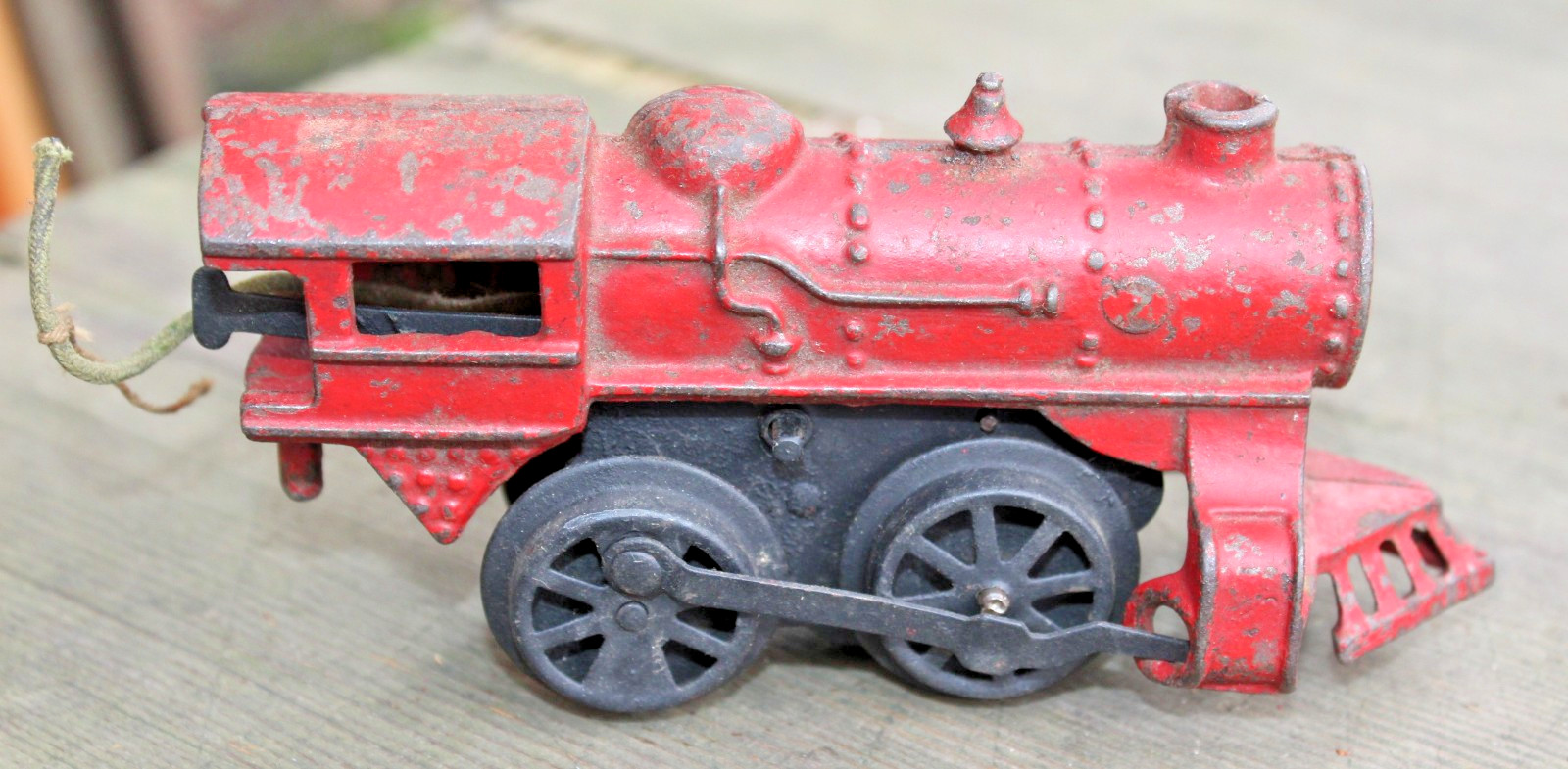 American Flyer Prewar Windup Red Locomotive Runs w/Headlight Wire b2