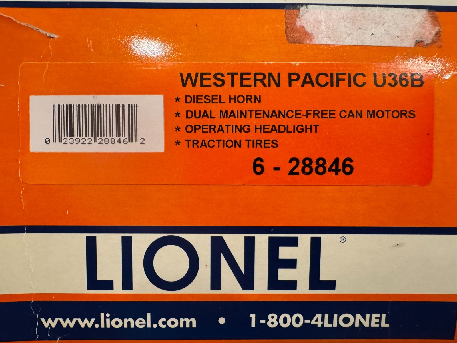 Lionel 6-28846 O Western Pacific U36B Diesel Locomotive in Original Box