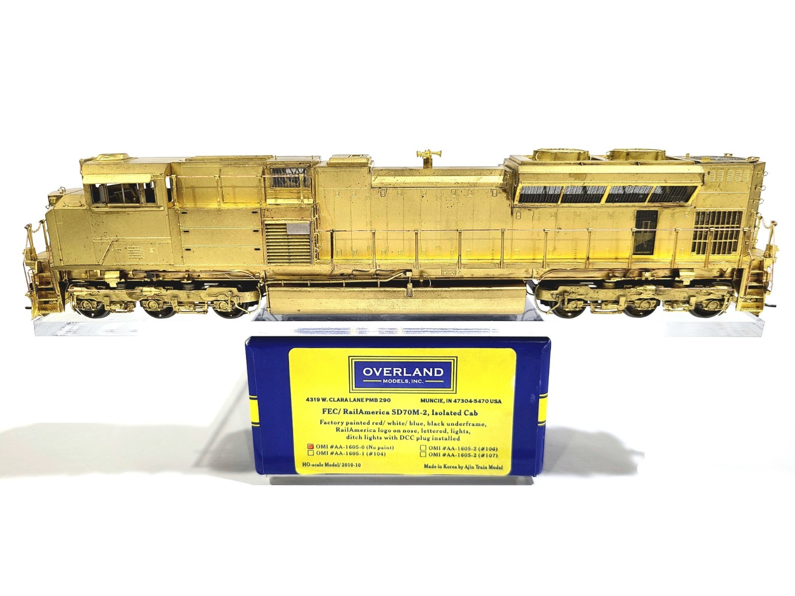 Overland OMI FEC SD70M-2 Florida East Coast RailAmerica HO Brass AA-1605-0 Unptd