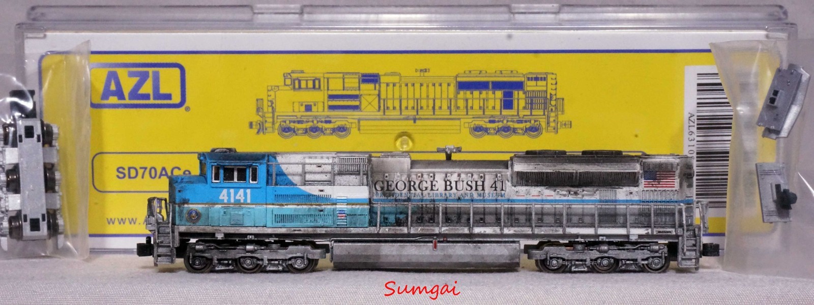 AZL 63109-7 UP Heritage George Bush 4141 SD70Ace Loc WEATHERED Z Scale Z Gauge