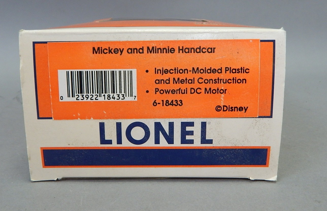 MIB Lionel 6-18433 Mickey Minnie Mouse Disney Christmas Handcar O Gauge Train