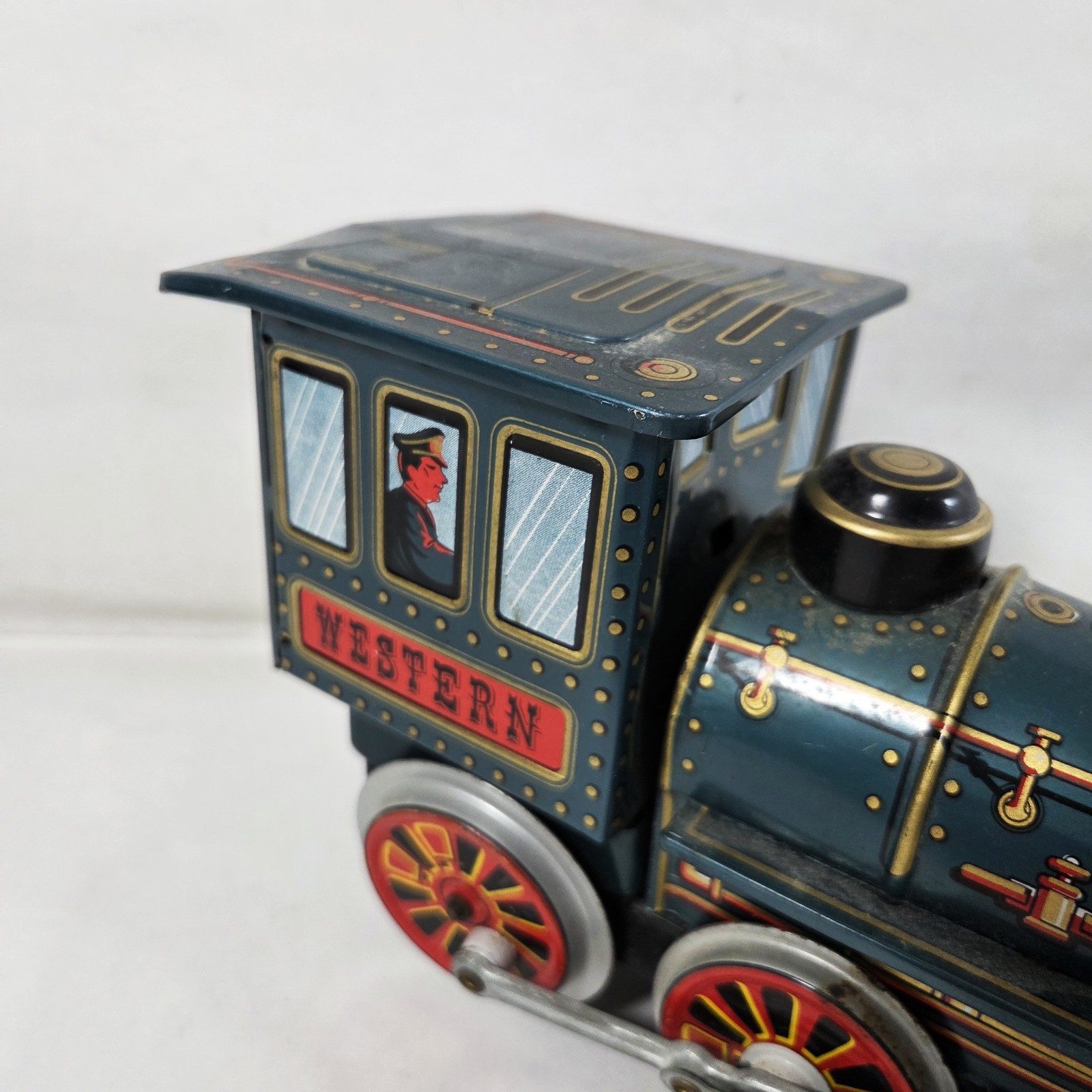 Vtg Trade Mark T.M. Western Tin Toy Battery Operated Train Locomotive Untested