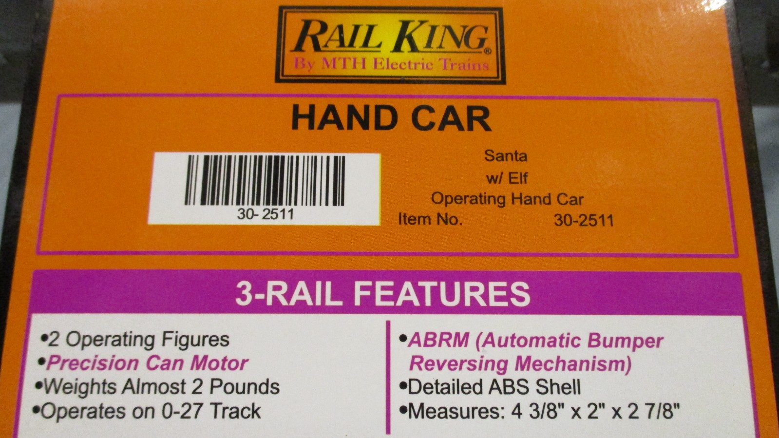 MTH 30-2511 Christmas Santa & Elf Green Bump-N-Go Hand Car O/027 ga. wks/ Lionel