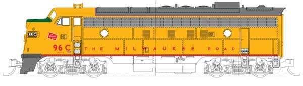 Kato 1762303 N Scale EMD FP7A – Standard DC — Milwaukee Road #96C (Post 1955, A