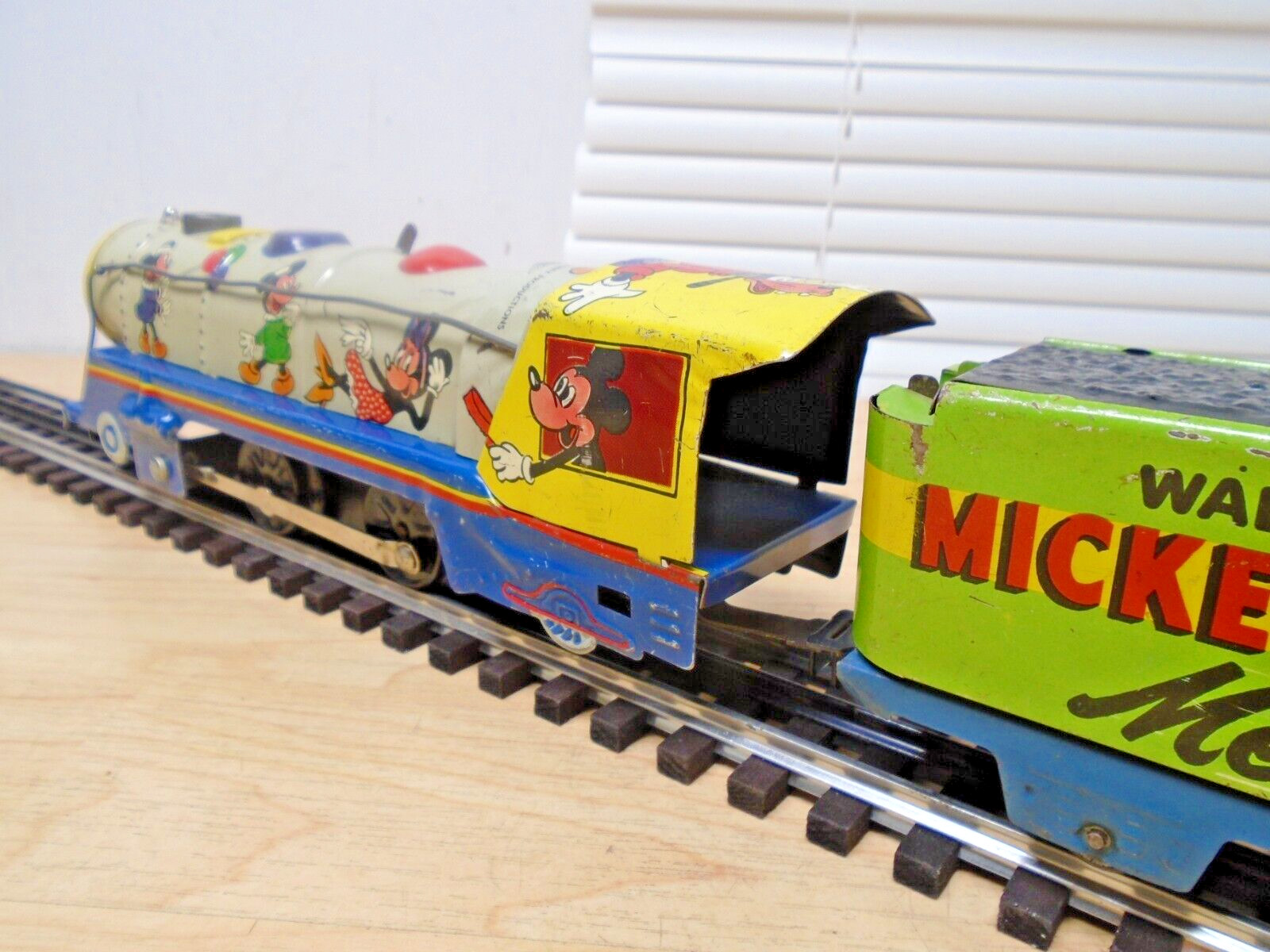 c50s Marx Disney Mickey Mouse O Ga Windup Loco 0-4-0 & Meteor Tender w/Key Runs