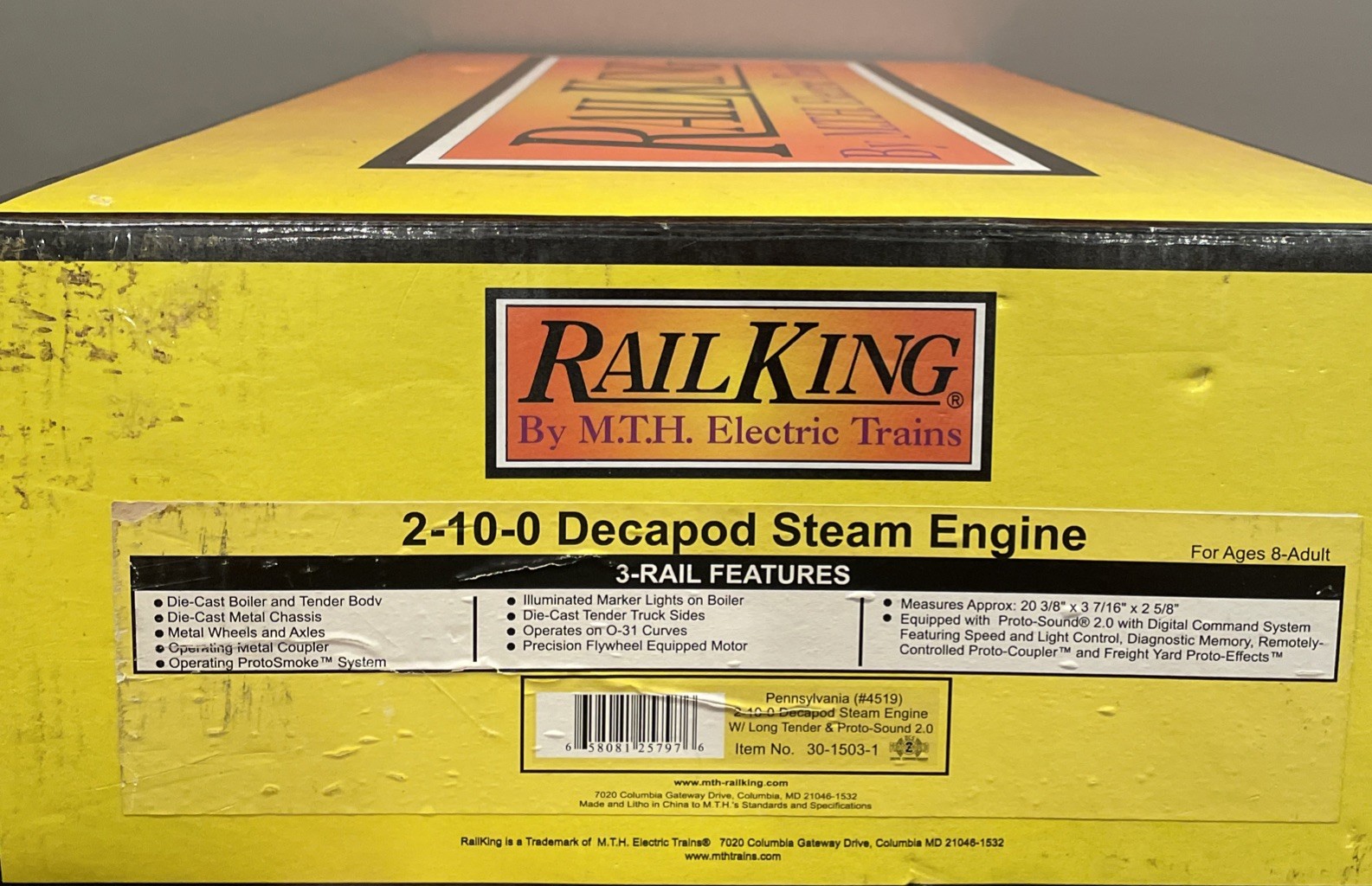 MTH Rail King 2-10-0 Decapod Steam Engine Pennsylvania RR 30-1503-1 O Gauge