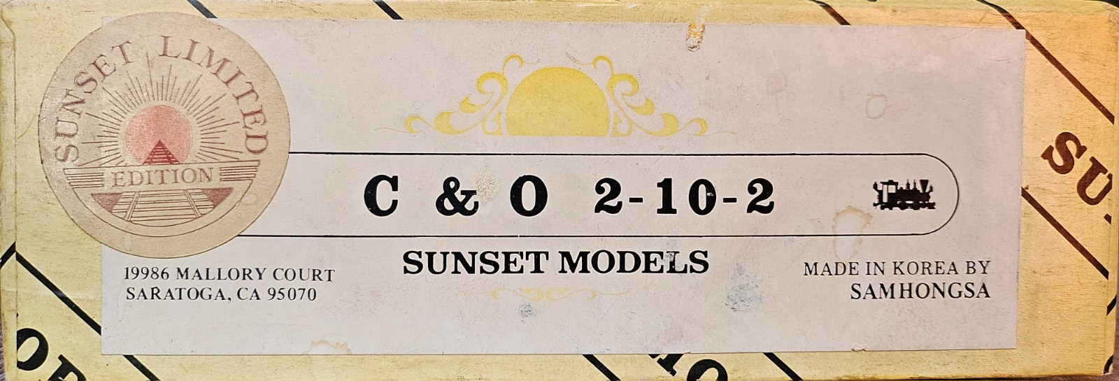SUNSET MODELS HO C&O 2-10-2 BRASS ENGINE & TENDER in Box