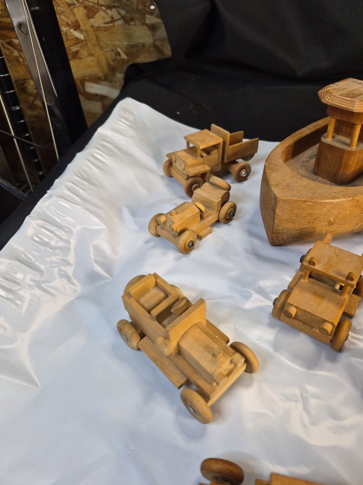 Lot Of 15 Vintage Wooden Construction Trucks Tow Truck Boat Tractor Many More