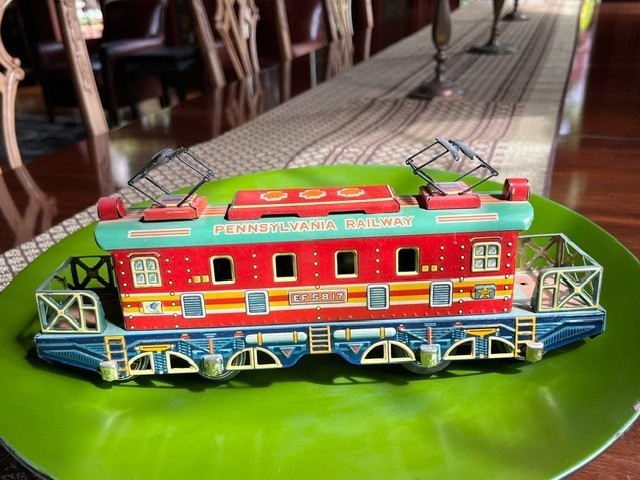 Large Yonezawa Tin Pennsylvania Railroad Engine, Exc Condition, 13″