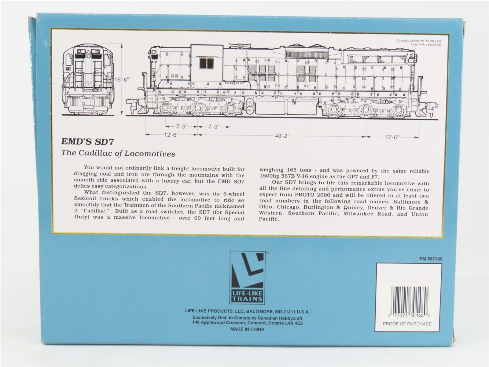 HO Scale Proto 2000 30148 SP Southern Pacific SD7 Diesel Locomotive #5334